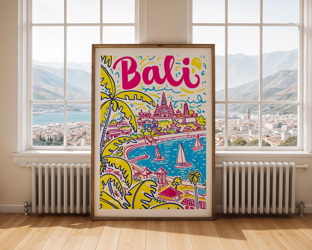 Bali Travel Poster | Colourful Island Art Print wall art print, modern home decor, unframed artwork by Nomad & Nest