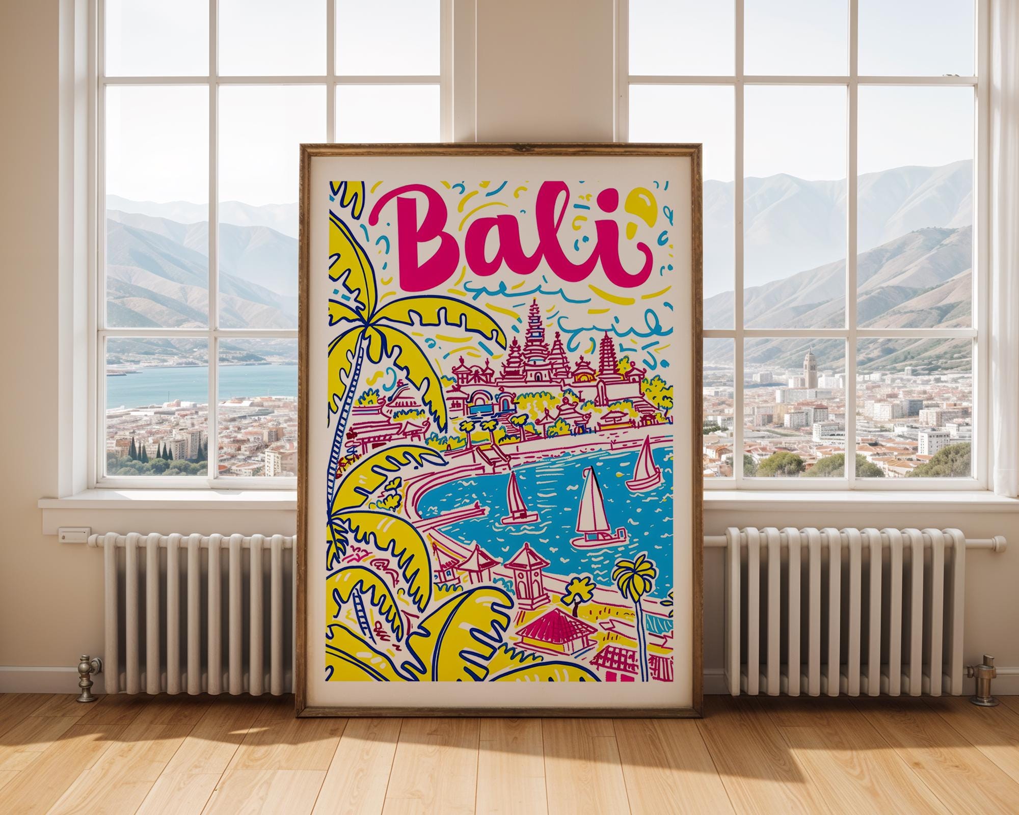 Bali Travel Poster | Colourful Island Art Print wall art print, modern home decor, unframed artwork by Nomad & Nest