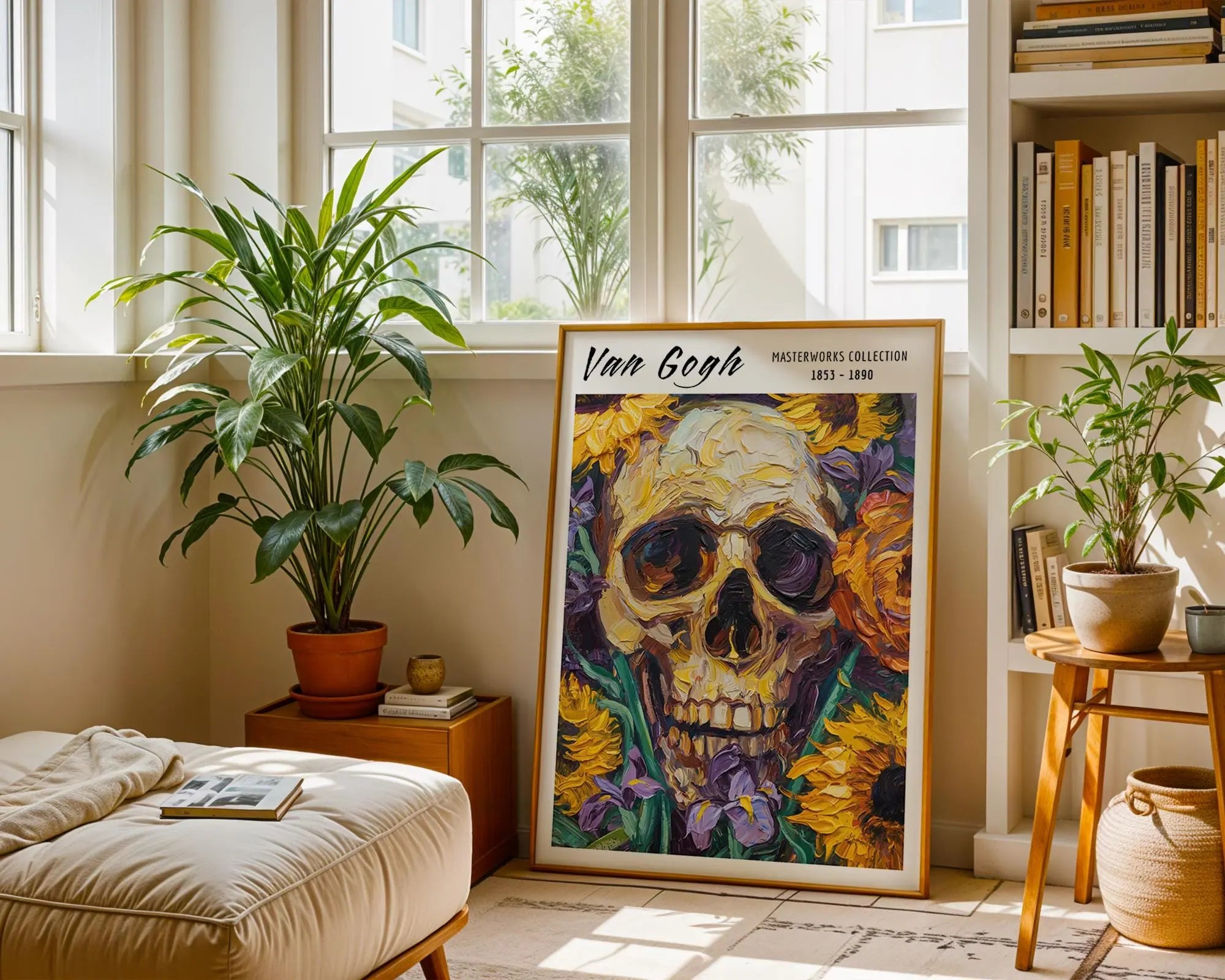 Van Gogh Print | Skull with Flowers  | Gothic Expressionist Wall Art wall art print, modern home decor, unframed artwork by Nomad & Nest