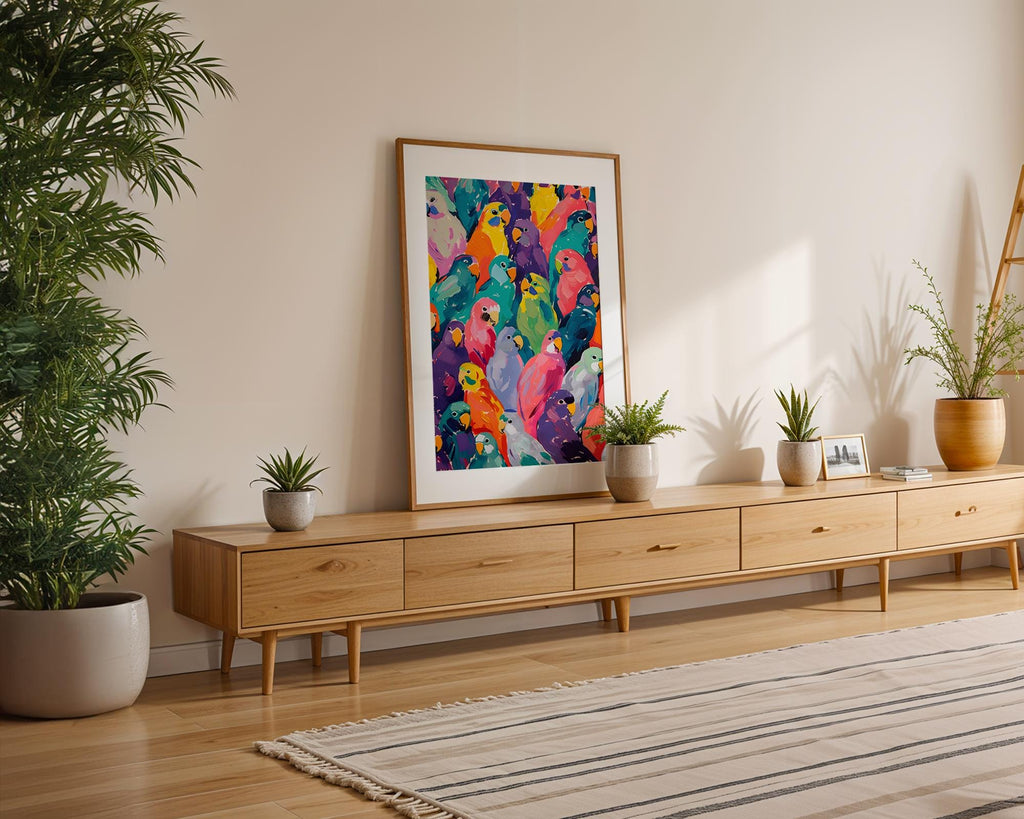 Modern Pop Art | Colourful Parrot Painting  Print | Tropical Bird  Decor wall art print, modern home decor, unframed artwork by Nomad & Nest