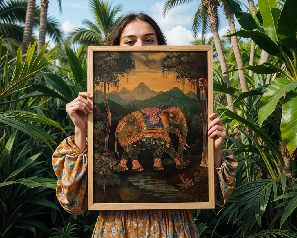 Elephant Wall Art Print | Bohemian Jungle Animal Illustration wall art print, modern home decor, unframed artwork by Nomad & Nest