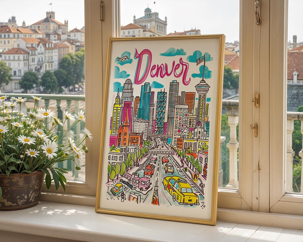 Denver Colorado City Skyline Art Print | Modern Travel Poster wall art print, modern home decor, unframed artwork by Nomad & Nest