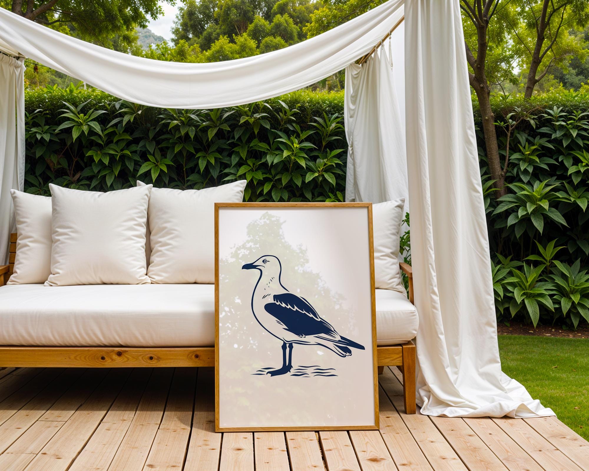 Sea Gull Art Print | Coastal Bird Poster, Modern Wildlife Artwork wall art print, modern home decor, unframed artwork by Nomad & Nest
