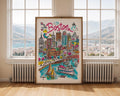 Boston Cityscape Art Print | Colorful USA Travel Poster wall art print, modern home decor, unframed artwork by Nomad & Nest