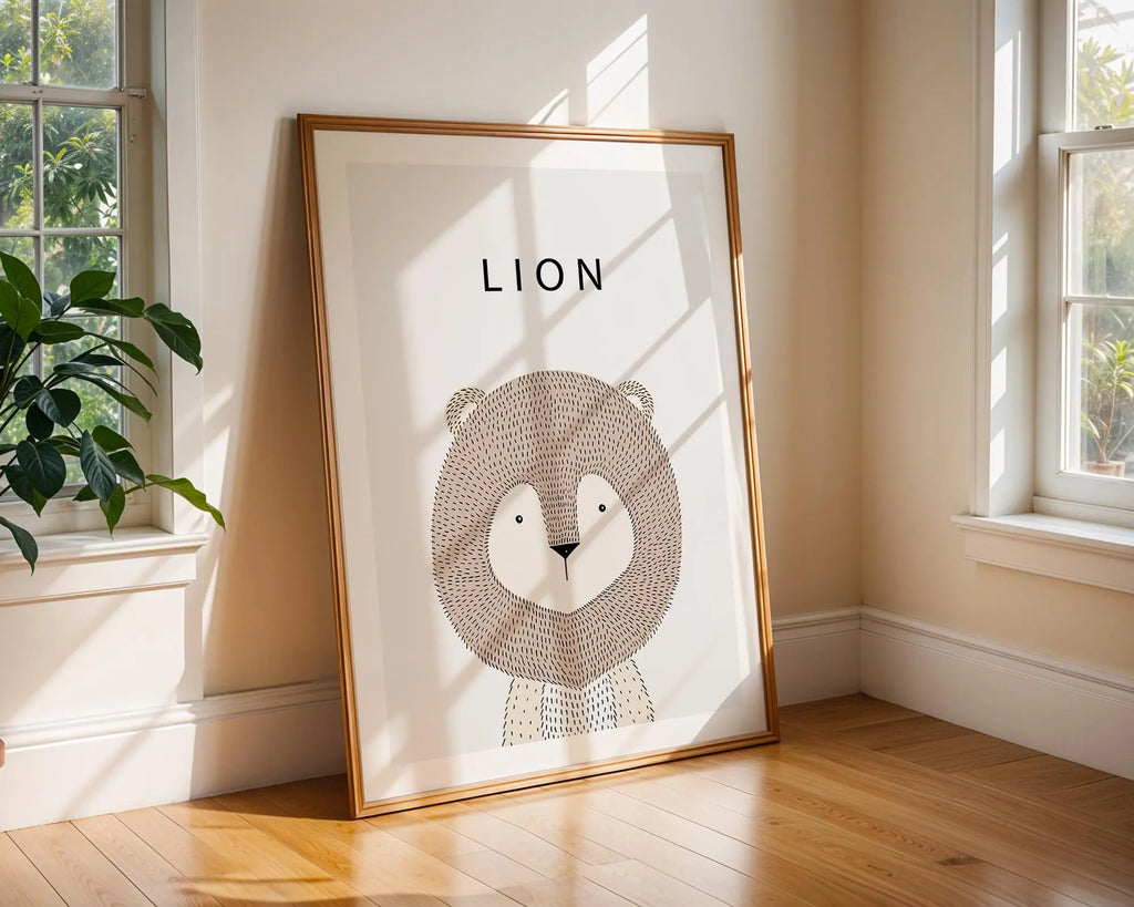 Lion Nursery Art Print | Scandinavian Kids Room Decor wall art print, modern home decor, unframed artwork by Nomad & Nest