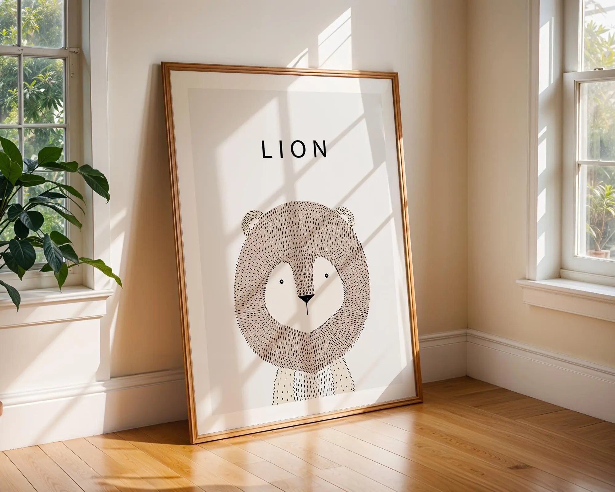 Lion Nursery Art Print | Scandinavian Kids Room Decor wall art print, modern home decor, unframed artwork by Nomad & Nest