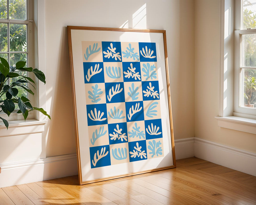 Matisse Style Blue Leaf Print | Coastal Modern Art Poster wall art print, modern home decor, unframed artwork by Nomad & Nest