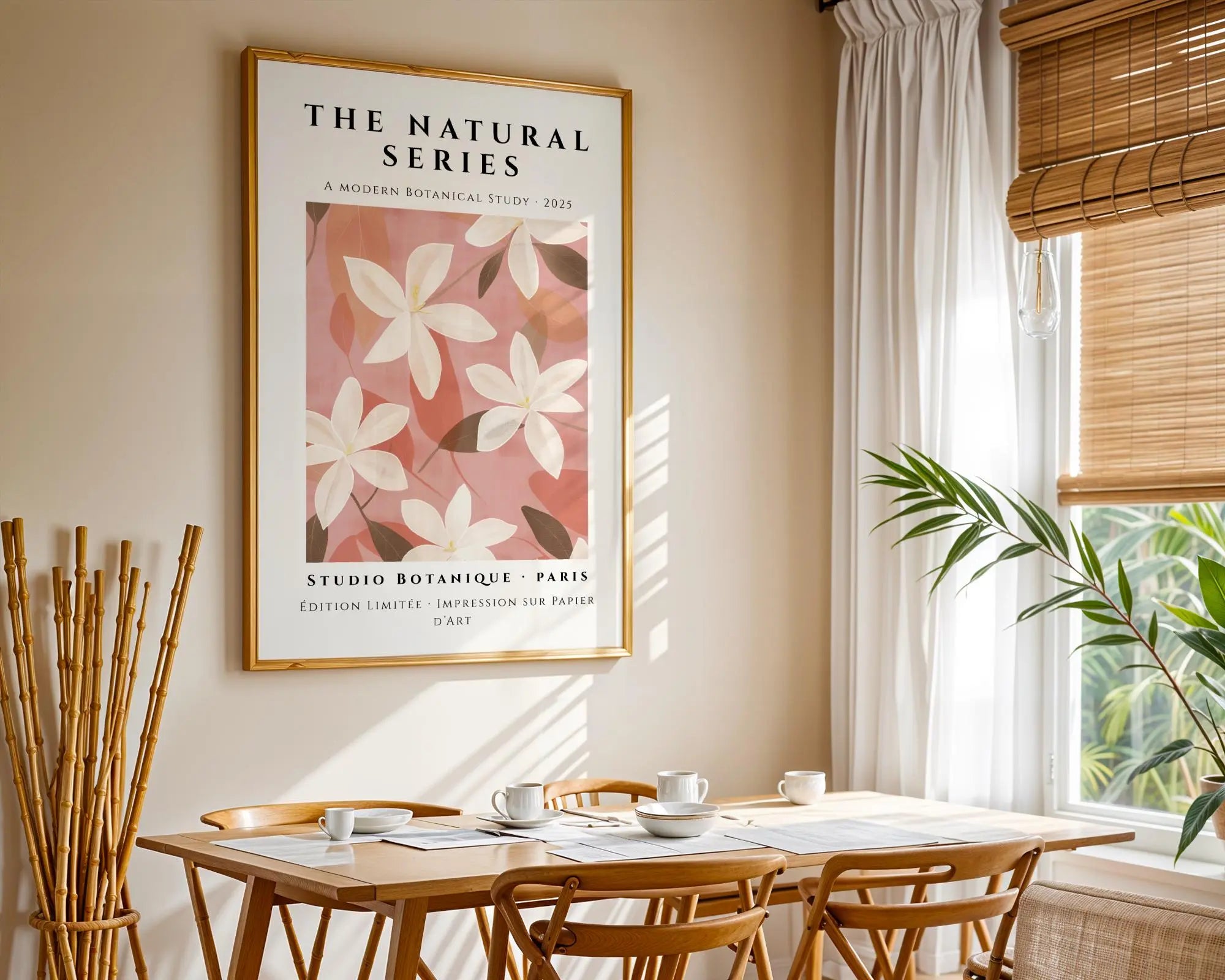 White Blossoms Art Print • Modern Botanical on Rose wall art print, modern home decor, unframed artwork by Nomad & Nest