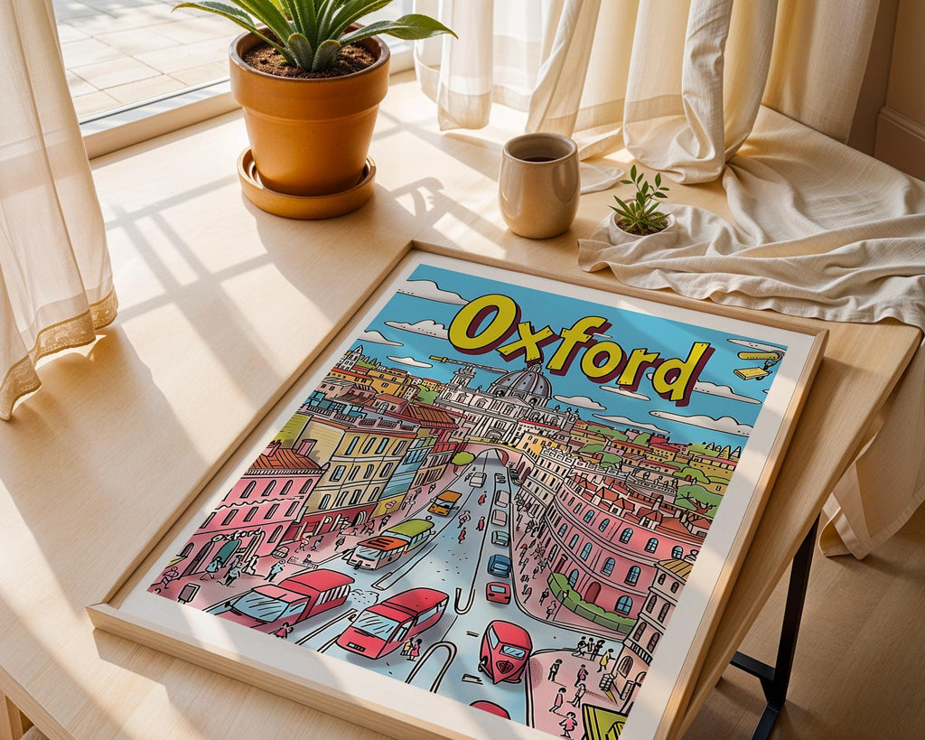 Oxford England Art Print | Colorful Cityscape Illustration wall art print, modern home decor, unframed artwork by Nomad & Nest