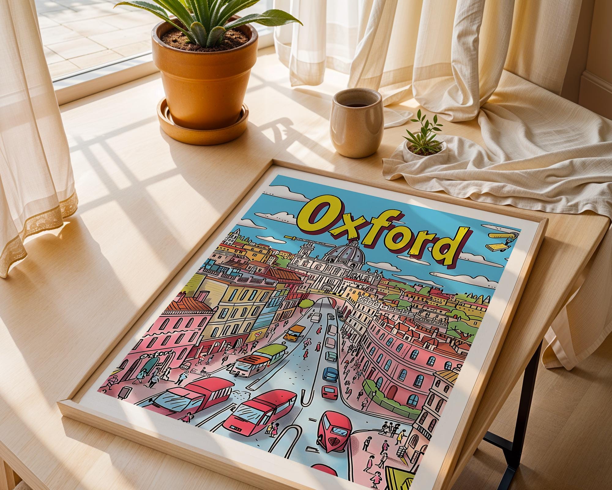 Oxford England Art Print | Colorful Cityscape Illustration wall art print, modern home decor, unframed artwork by Nomad & Nest