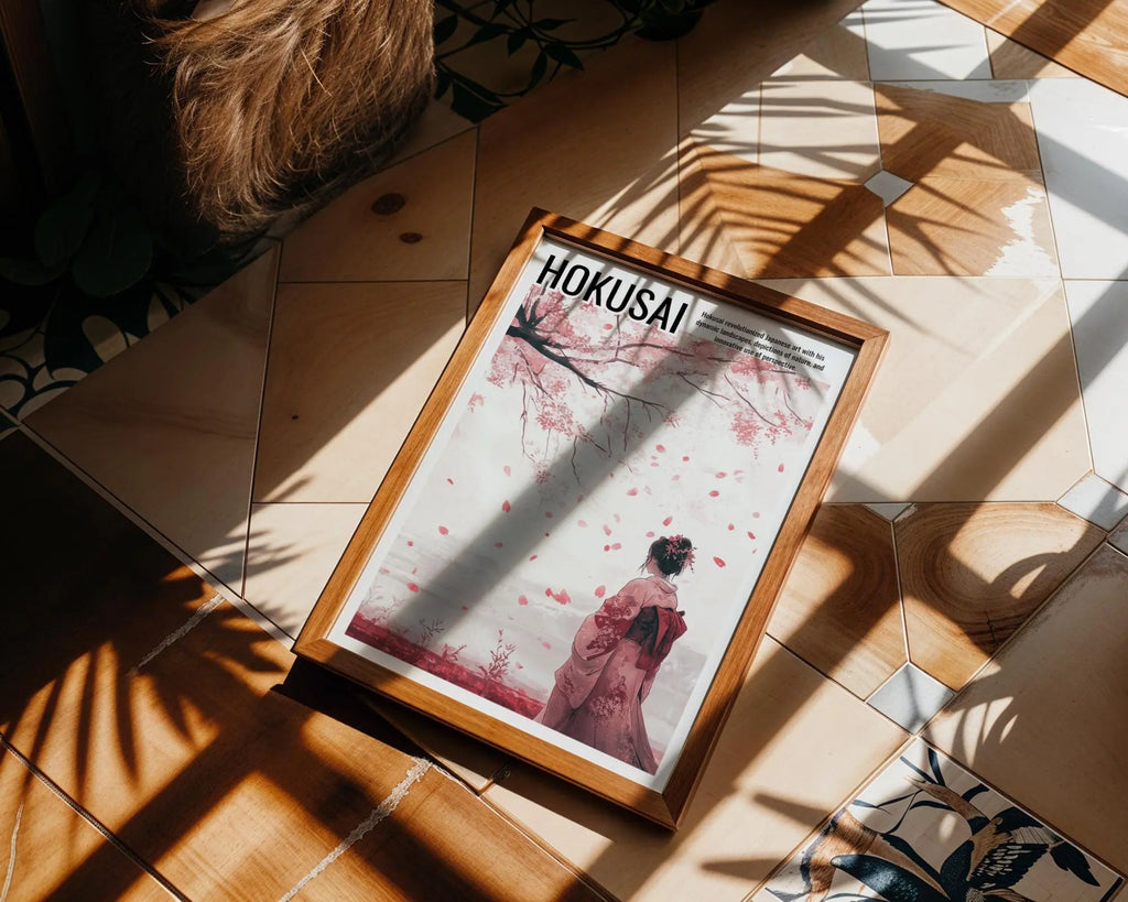 Japanese Poster | Geisha Art Print – Kimono Woman, Cherry Blossom wall art print, modern home decor, unframed artwork by Nomad & Nest