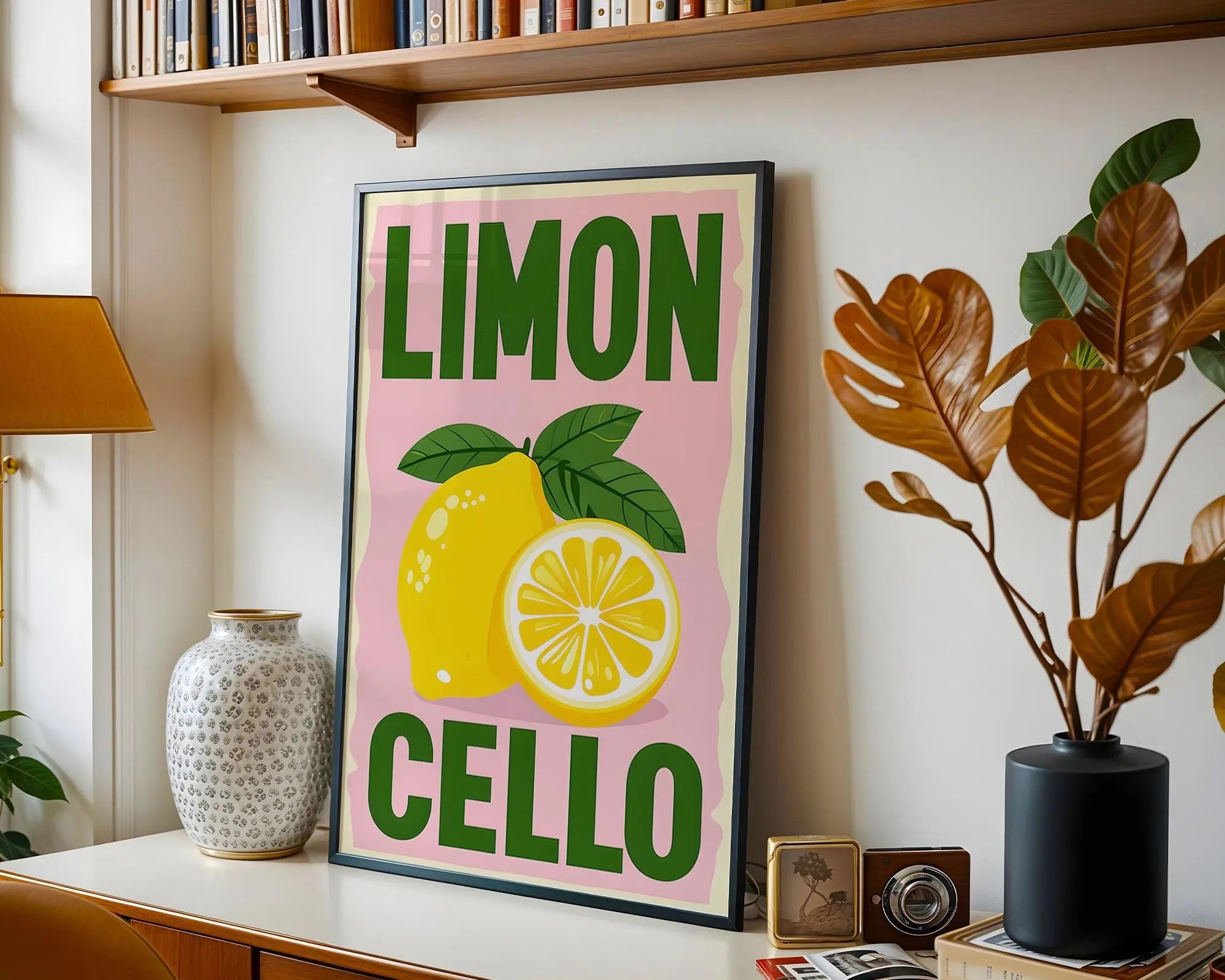 Positive Emotion | Limoncello Wall Art | Italian Lemon Illustration | Retro Kitchen Poster | Mediterranean Summer Decor wall art print, modern home decor, unframed artwork by Nomad & Nest