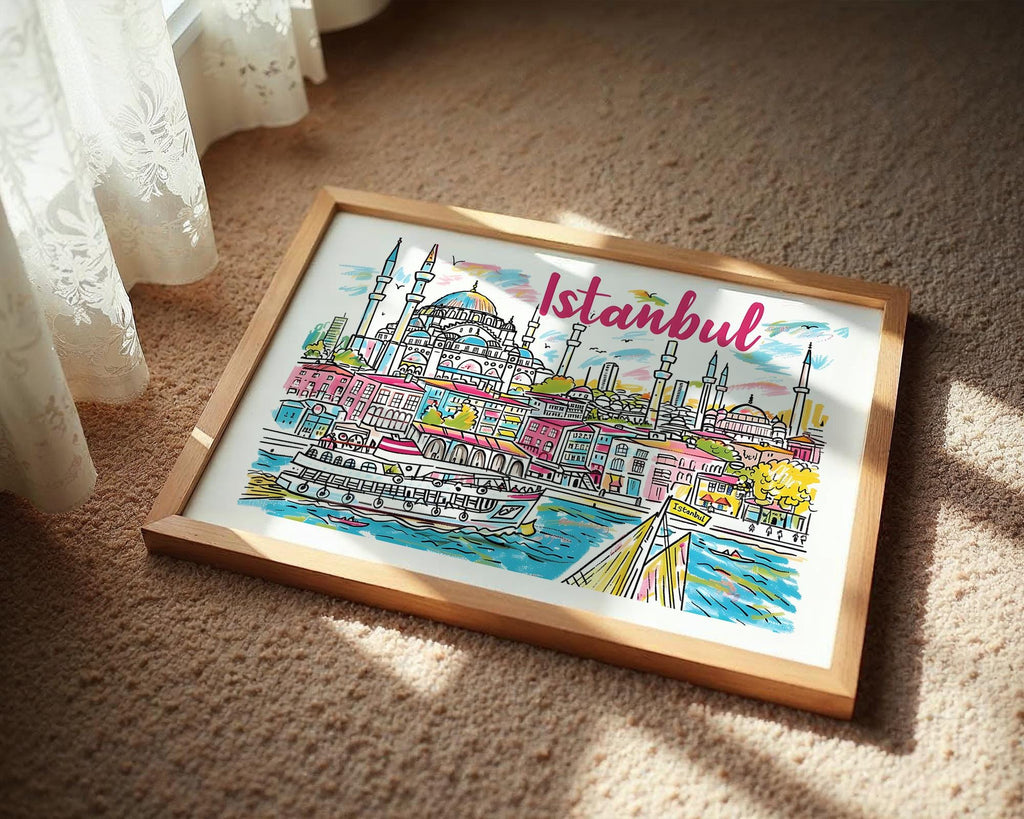 Istanbul Travel Poster | Colorful Hagia Sophia Art Print wall art print, modern home decor, unframed artwork by Nomad & Nest
