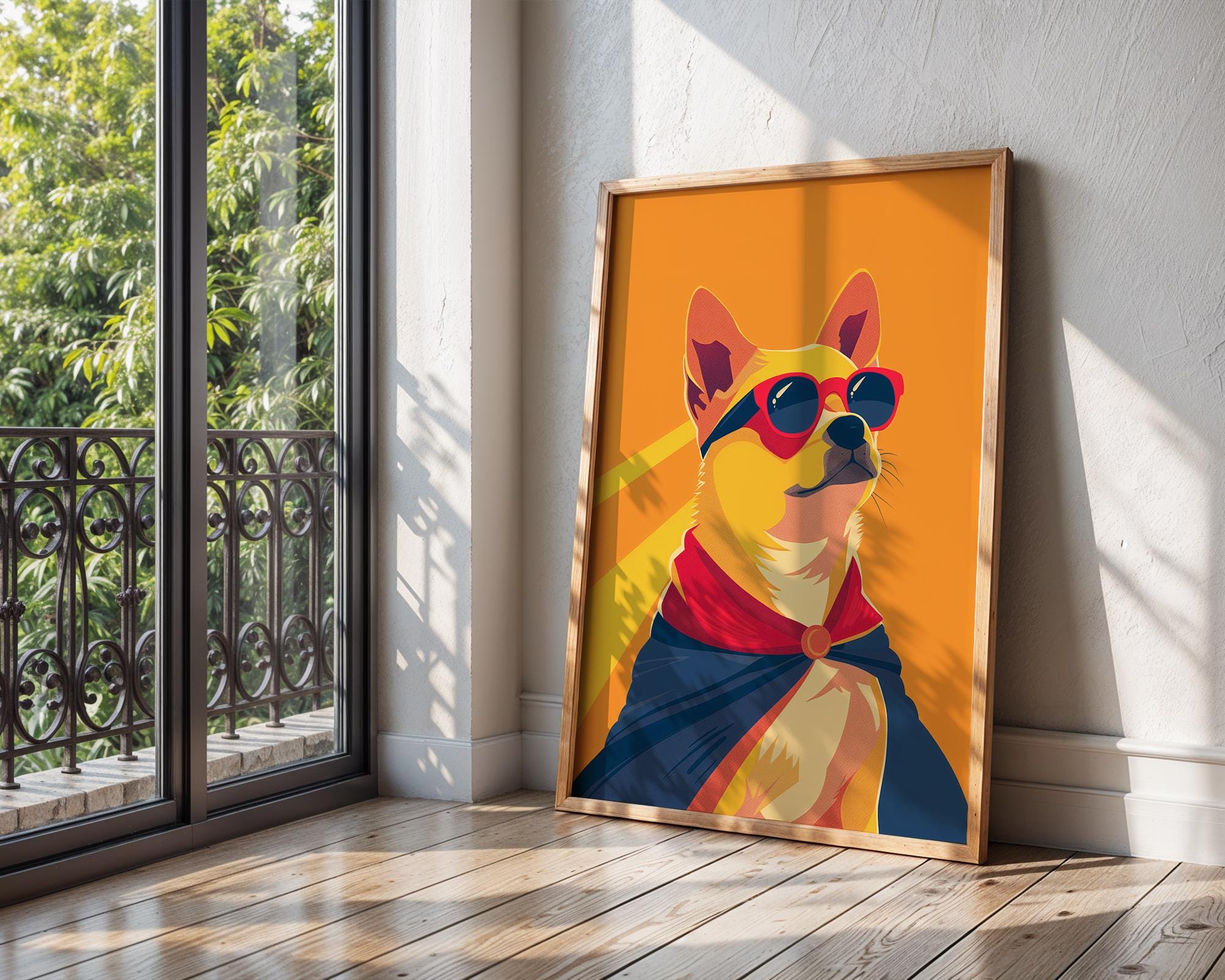 Superhero Dog Print | Retro Pop Art Pet Lover Gift wall art print, modern home decor, unframed artwork by Nomad & Nest