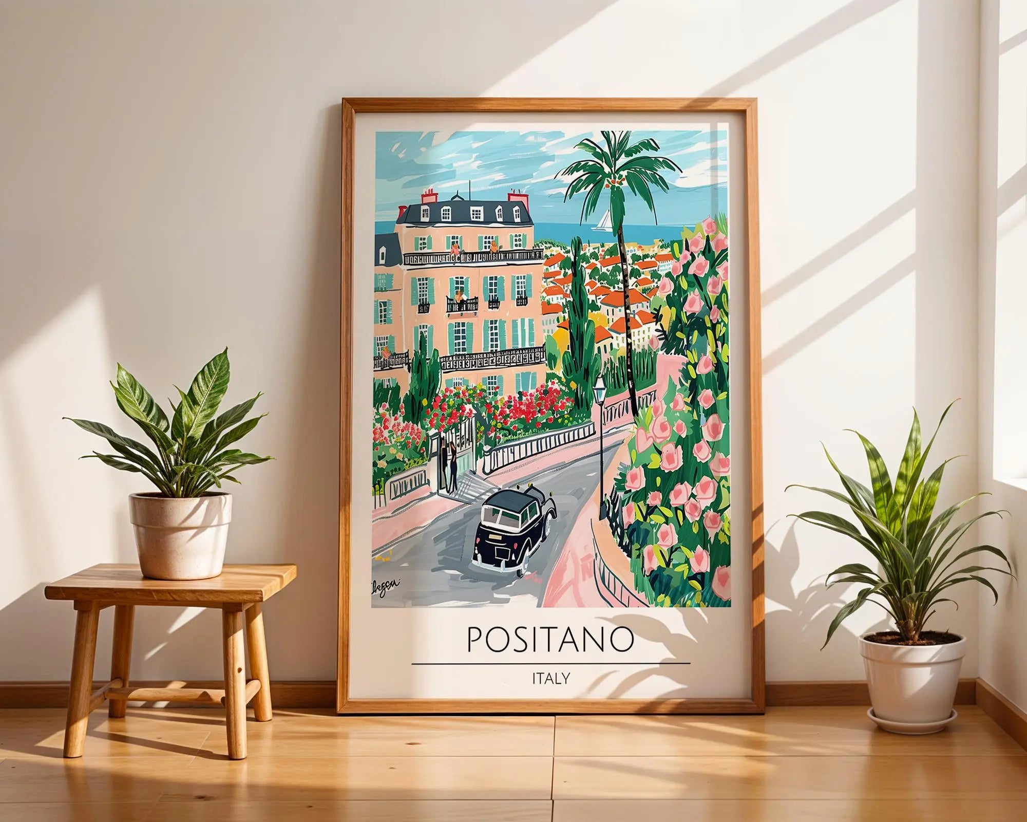 Positano Italy Print | Vibrant Amalfi Coast, Travel Poster wall art print, modern home decor, unframed artwork by Nomad & Nest