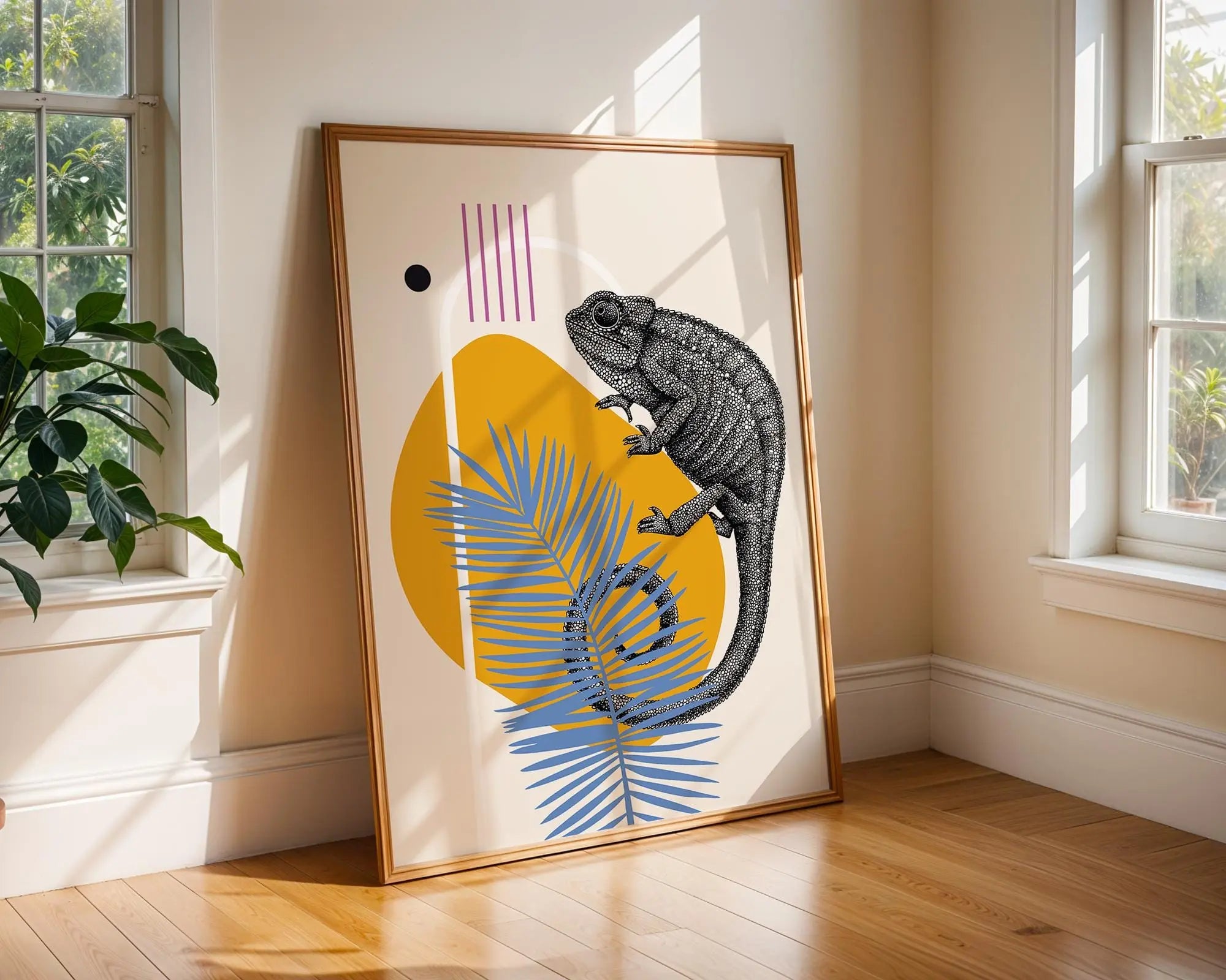 Chameleon Geometric Art Print | Modern Animal Illustration wall art print, modern home decor, unframed artwork by Nomad & Nest