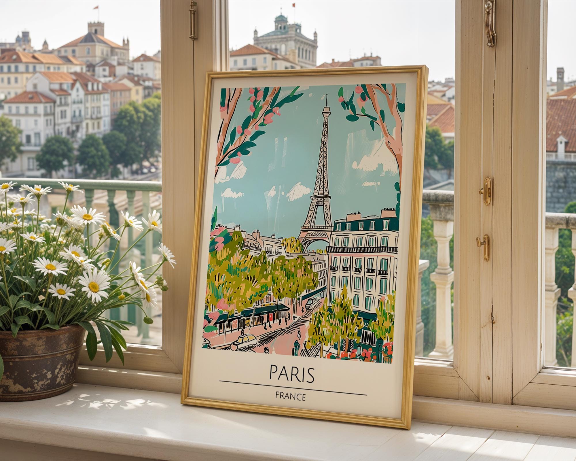 Eiffel Tower Art Print | Paris France Travel Poster wall art print, modern home decor, unframed artwork by Nomad & Nest
