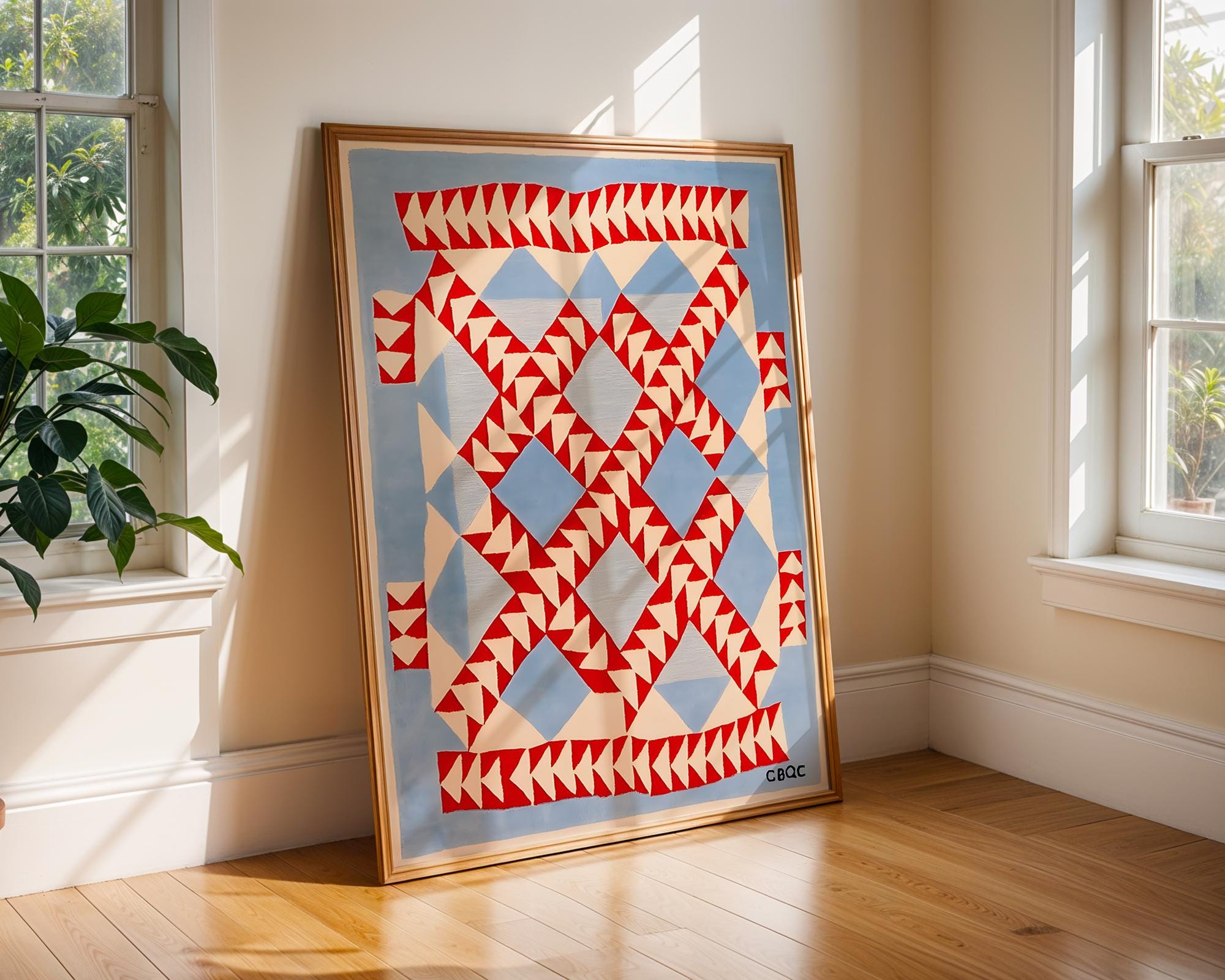Red Blue Geometric Art Print | Modern Minimalist Decor wall art print, modern home decor, unframed artwork by Nomad & Nest
