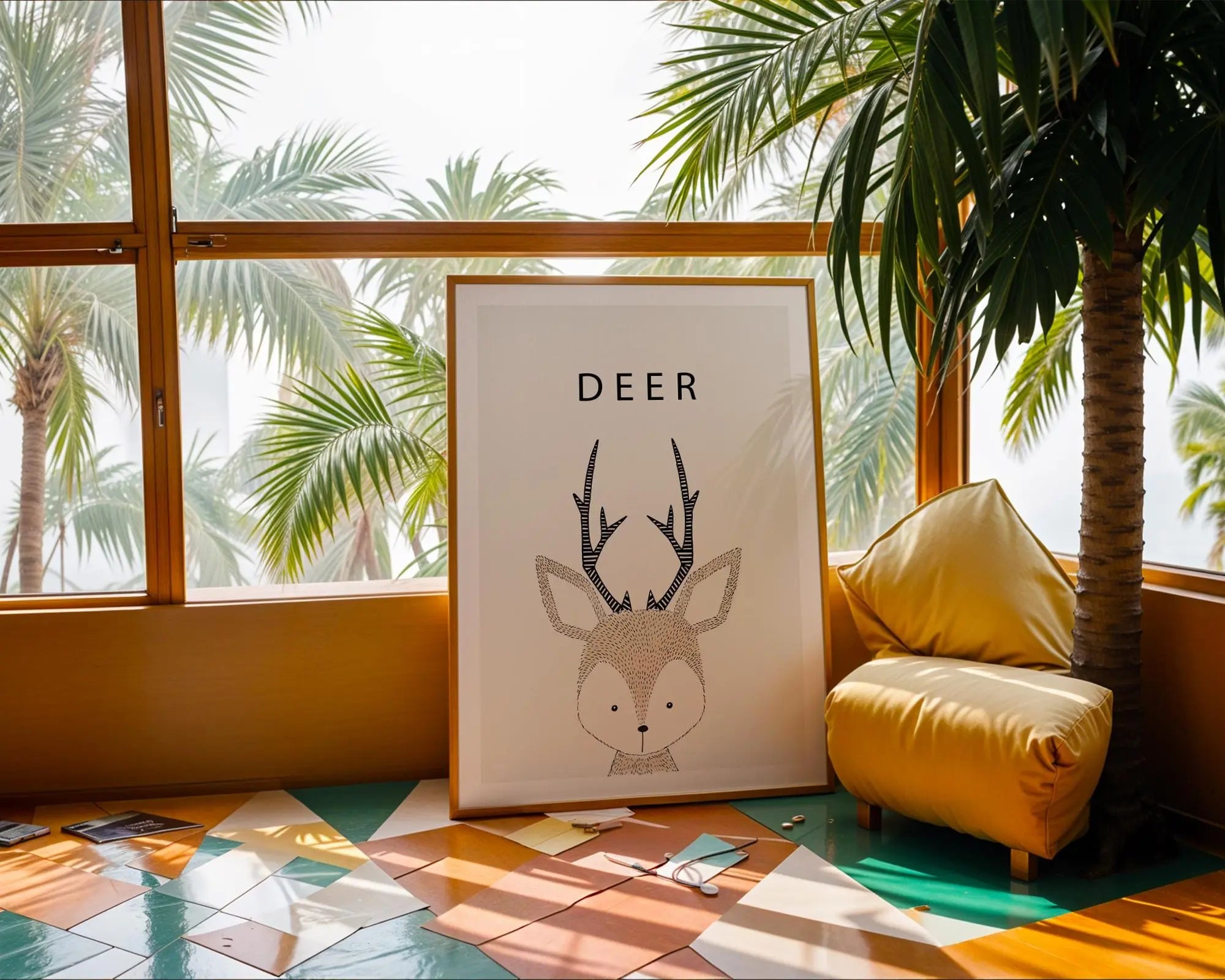 Deer Nursery Art Print | Minimalist Scandinavian Style Animal Poster wall art print, modern home decor, unframed artwork by Nomad & Nest