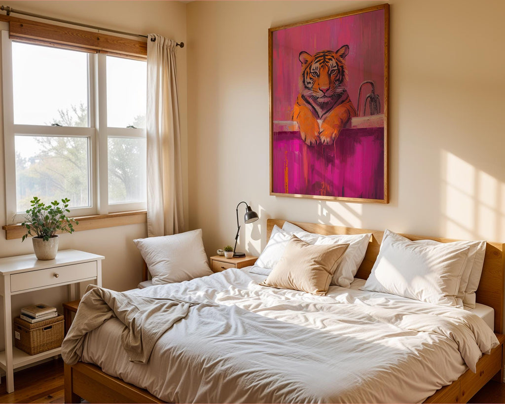 Tiger in Bathtub Print | Modern Maximalist Bathroom Wall Art wall art print, modern home decor, unframed artwork by Nomad & Nest