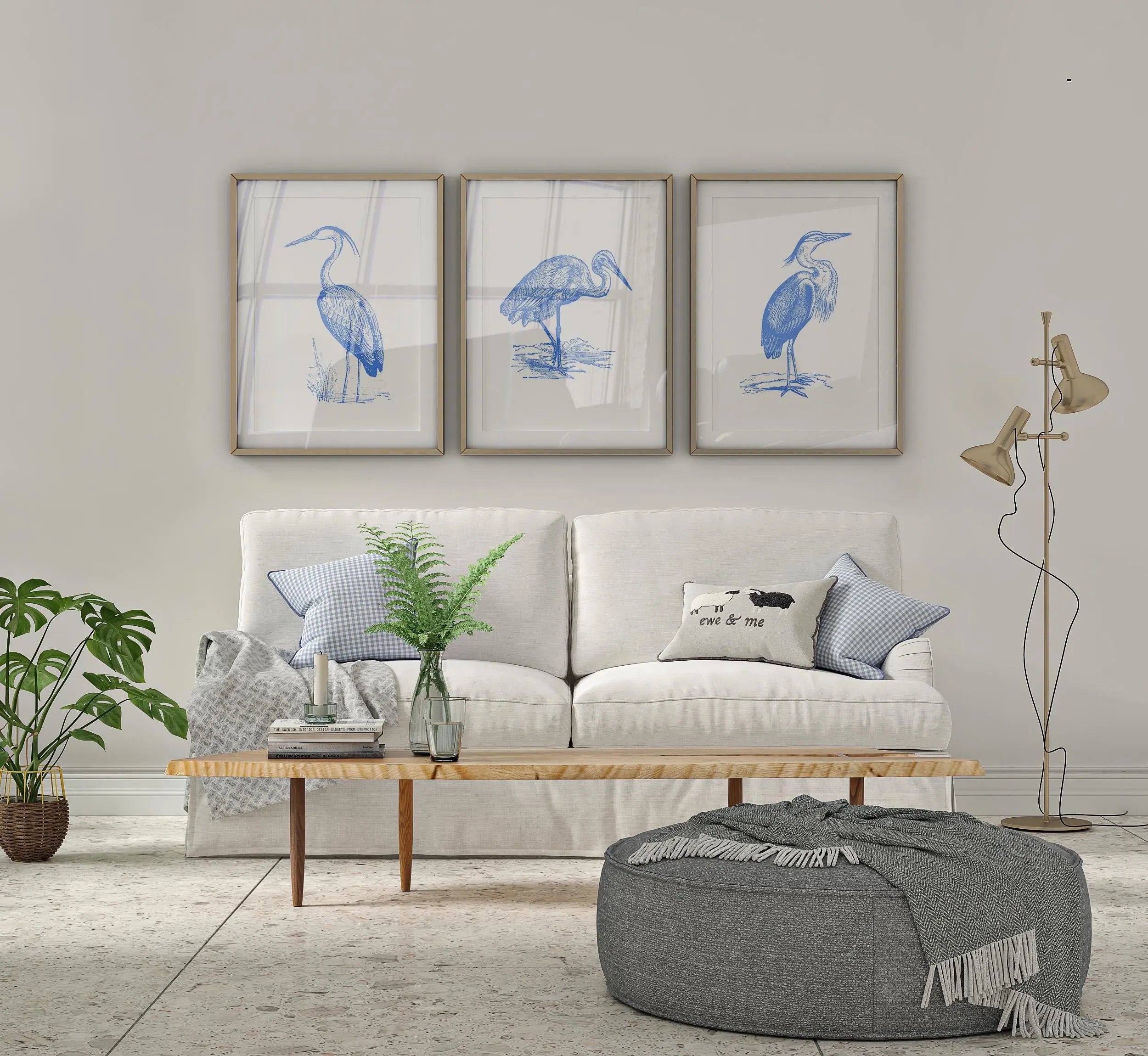 Colourful Prints | Blue Heron Line Art Print Set • Coastal Nautical Wall Decor wall art print, modern home decor, unframed artwork by Nomad & Nest