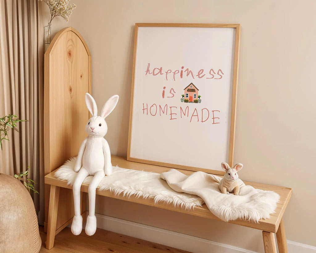 Playroom Ideas | Happiness Is Homemade Nursery Wall Art, Warm Family Quote Print wall art print, modern home decor, unframed artwork by Nomad & Nest