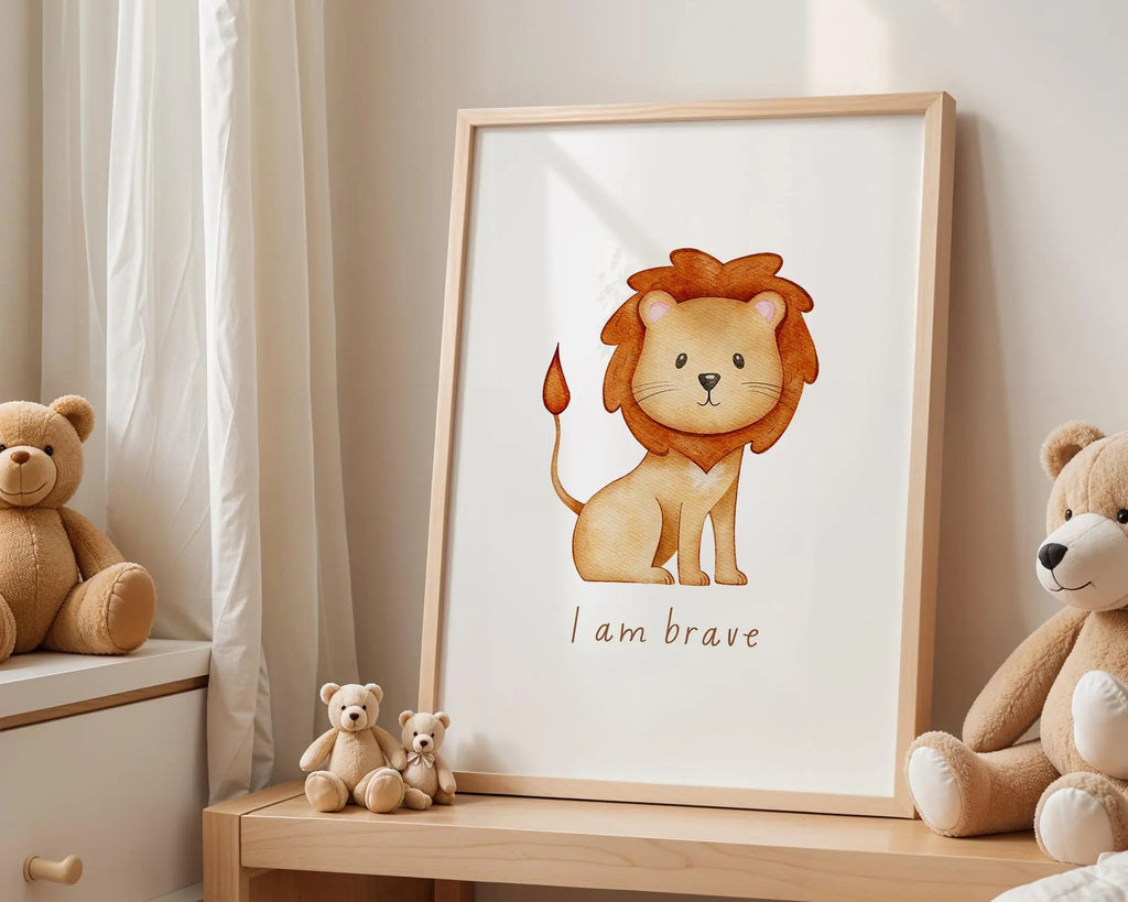 Playroom Ideas | Lion Nursery Wall Art | Safari Animal Affirmation Print wall art print, modern home decor, unframed artwork by Nomad & Nest