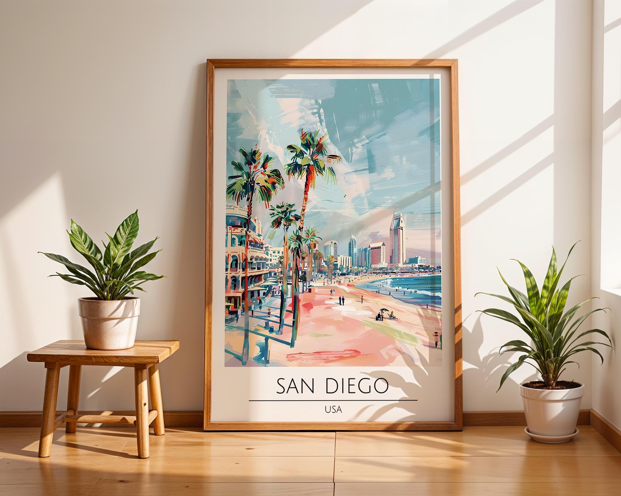 San Diego Skyline Art Print | California Beach Travel Poster wall art print, modern home decor, unframed artwork by Nomad & Nest