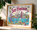 San Francisco Print | Colorful Cityscape Wall Art | Golden Gate Bridge Poster wall art print, modern home decor, unframed artwork by Nomad & Nest