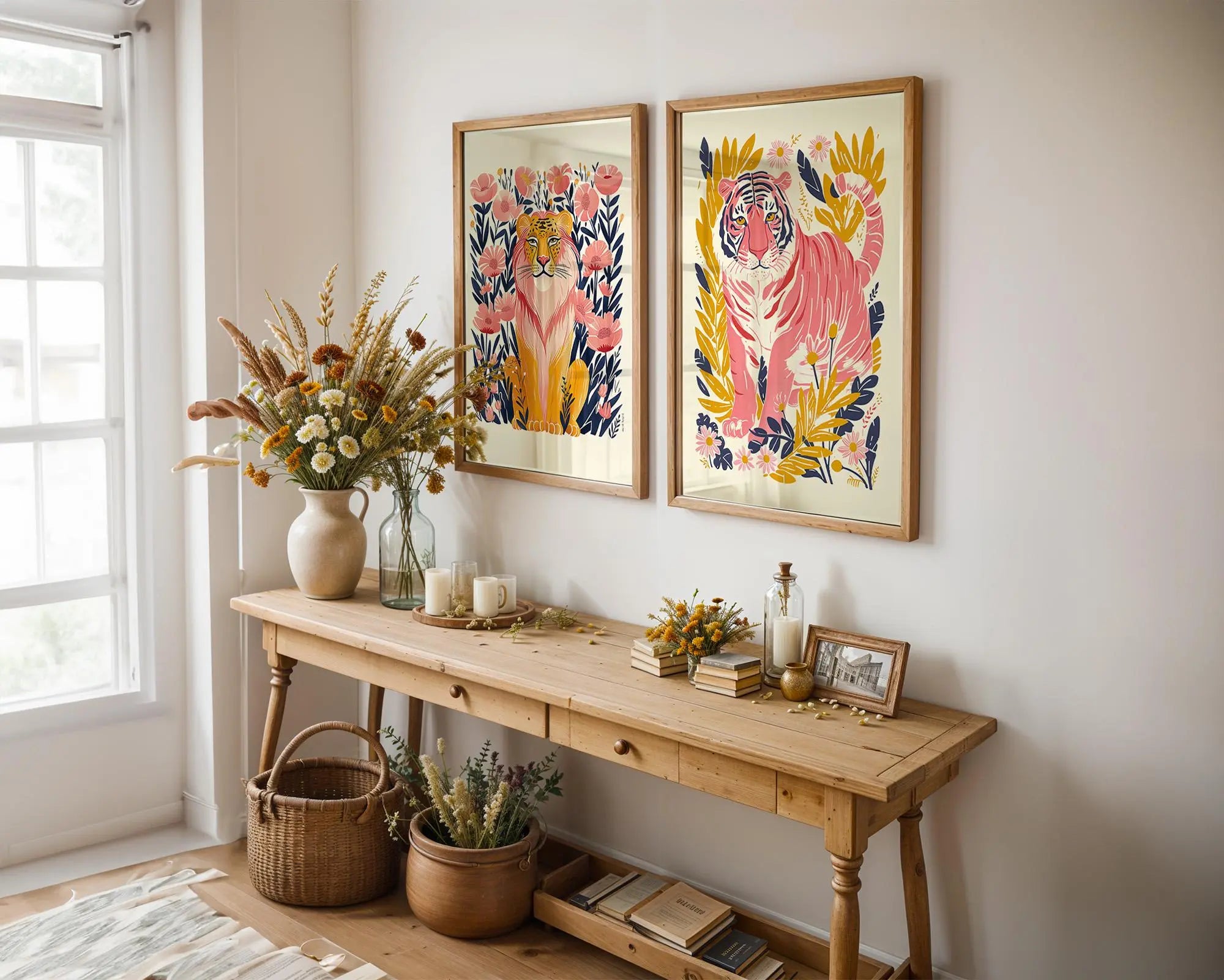 Colourful Prints | Jungle Tiger Print • Tropical Wall Art Duo wall art print, modern home decor, unframed artwork by Nomad & Nest