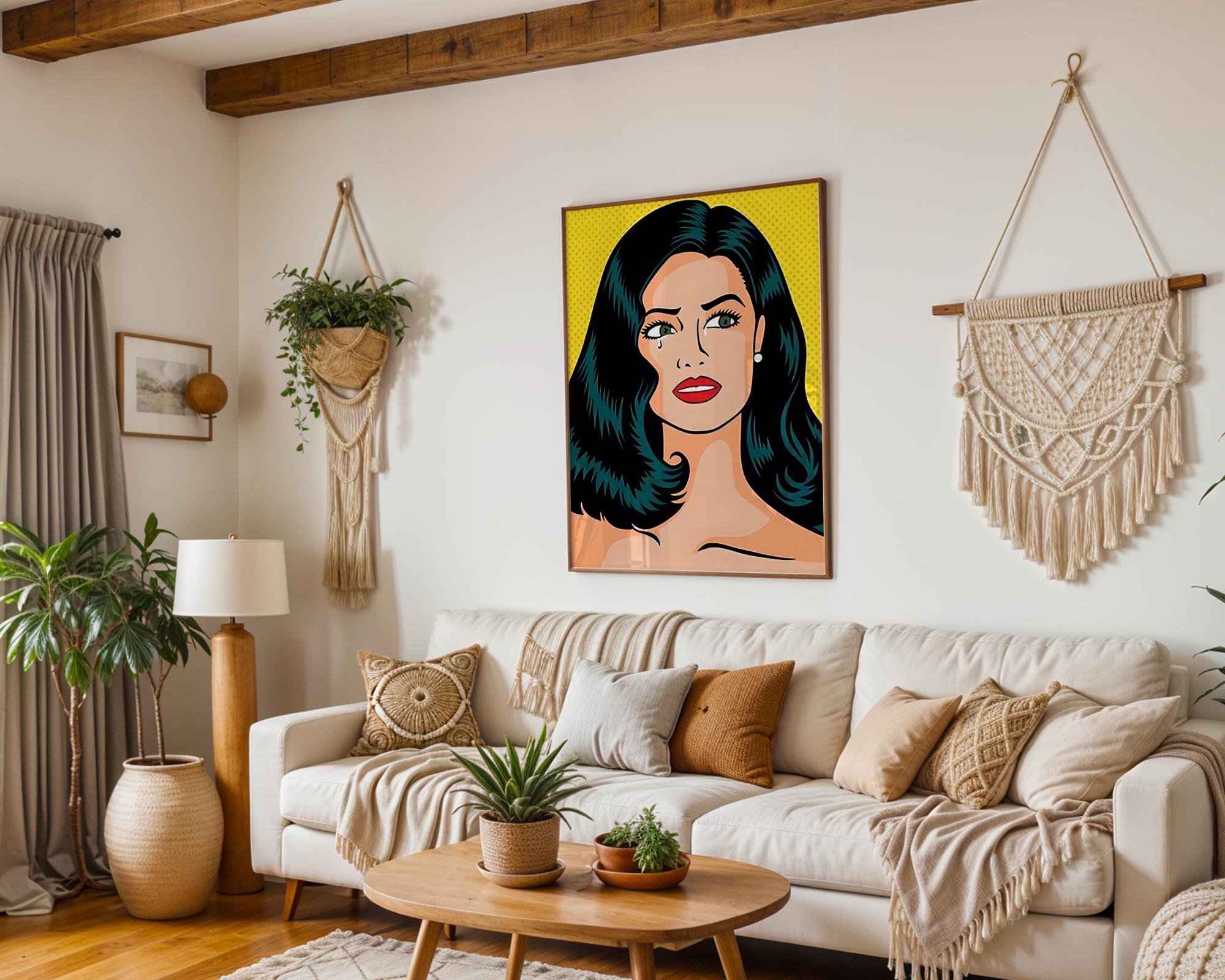Modern Pop Art | Retro  Print | Crying Woman, Comic Style Home Decor wall art print, modern home decor, unframed artwork by Nomad & Nest