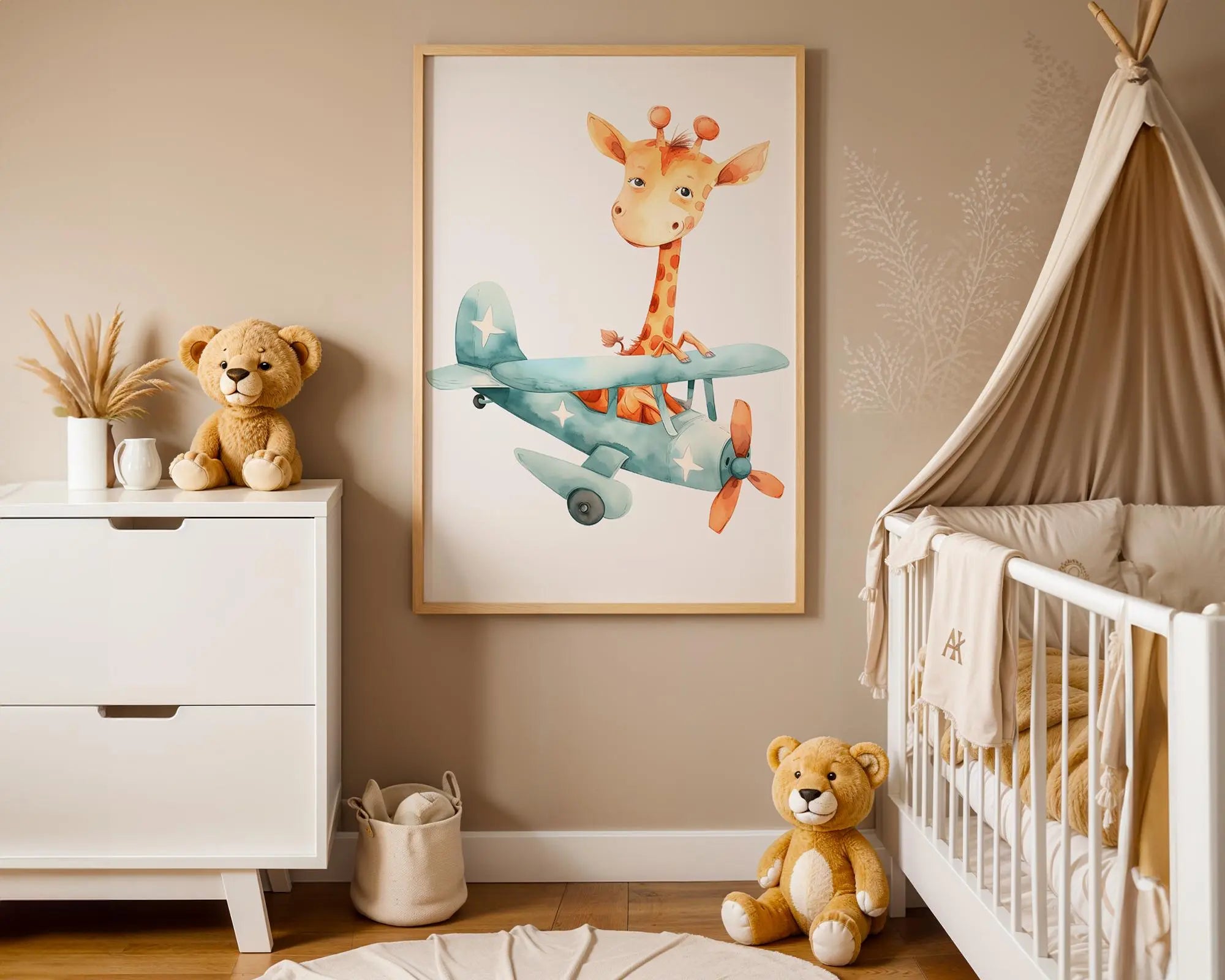 Playroom Ideas | Elephant Hot Air Balloon Nursery Print | Neutral Safari Decor wall art print, modern home decor, unframed artwork by Nomad & Nest