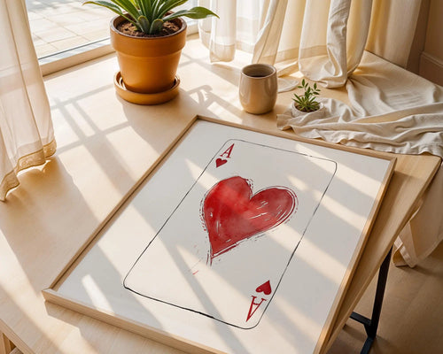Ace of Hearts Art Print | Minimalist Love Illustration wall art print, modern home decor, unframed artwork by Nomad & Nest