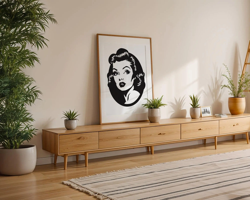 Modern Pop Art | Hollywood Glamour Print | Retro Pin-Up Girl, Mid-Century Portrait wall art print, modern home decor, unframed artwork by Nomad & Nest