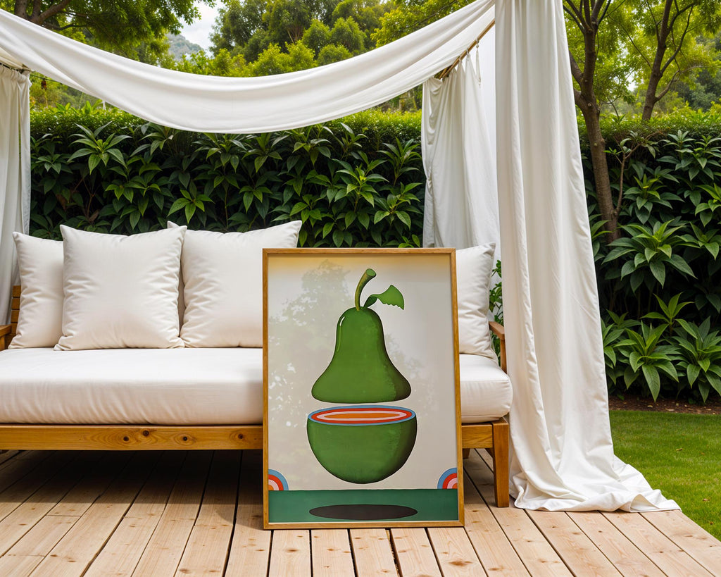 Pop Art Pear Print | Retro Green Fruit, Modern Kitchen Decor wall art print, modern home decor, unframed artwork by Nomad & Nest