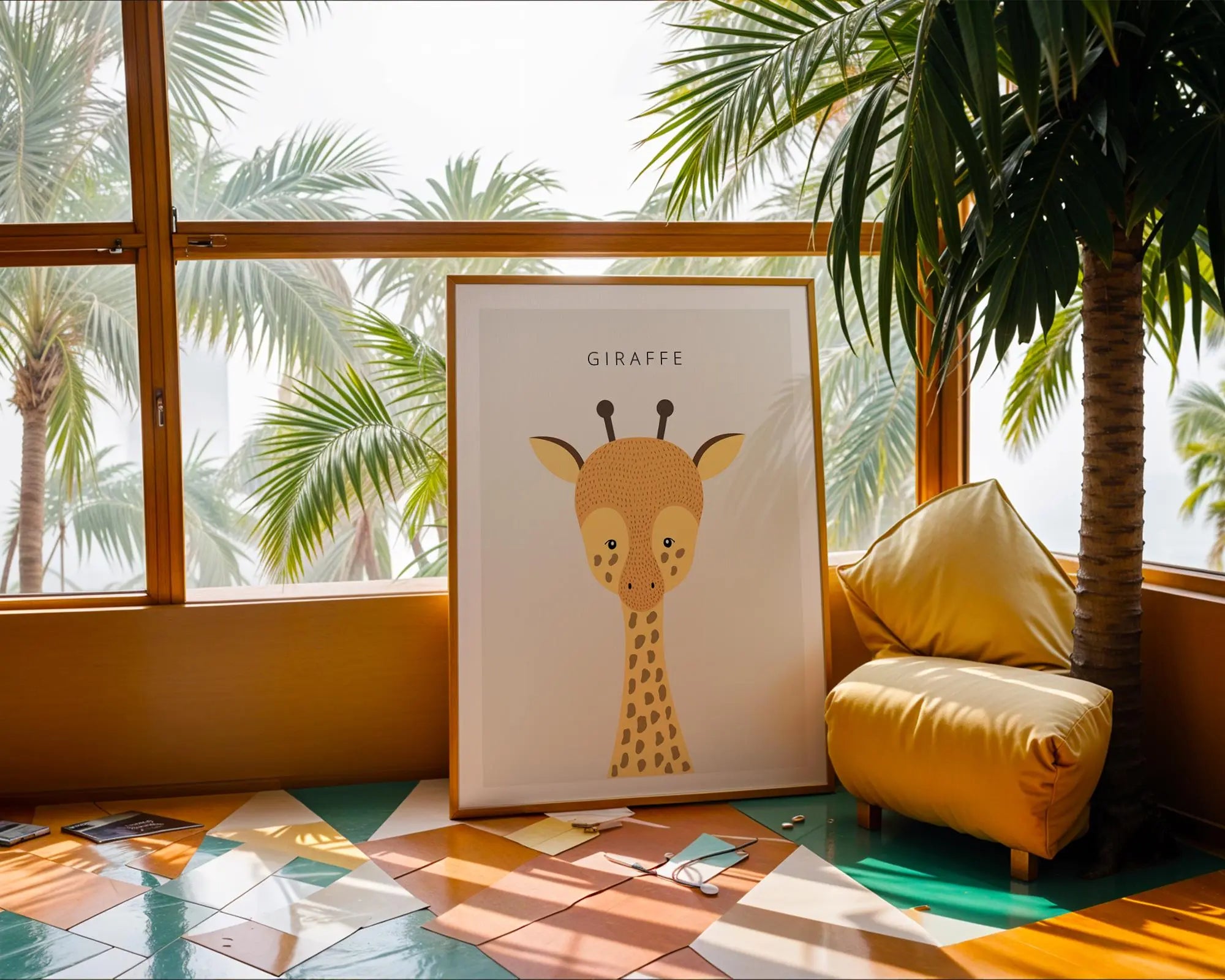 Giraffe Nursery Print | Scandinavian Kids Room Animal Poster wall art print, modern home decor, unframed artwork by Nomad & Nest