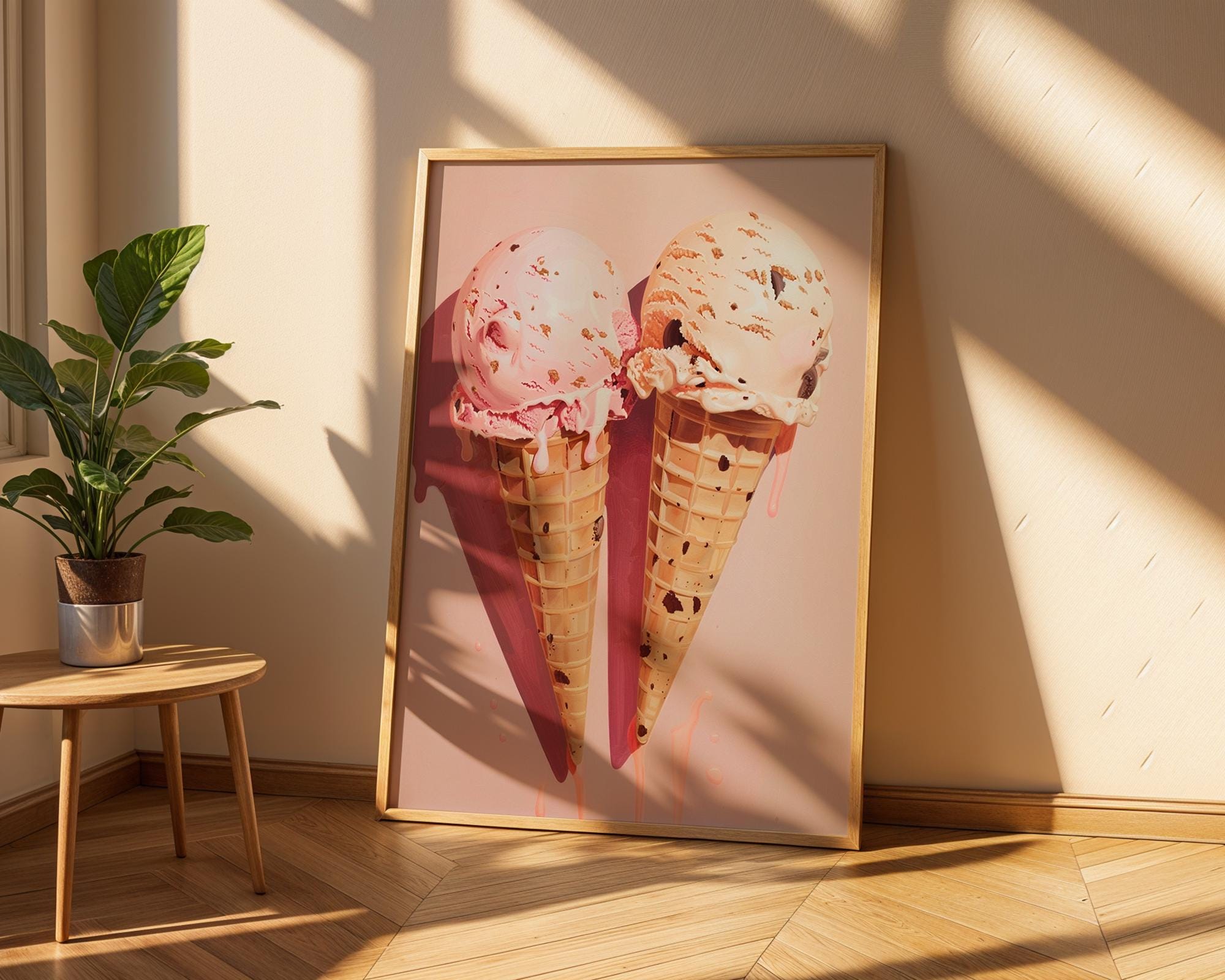 Colourful Prints | Ice Cream Cone Print | Retro Summer Kitchen Wall Art wall art print, modern home decor, unframed artwork by Nomad & Nest