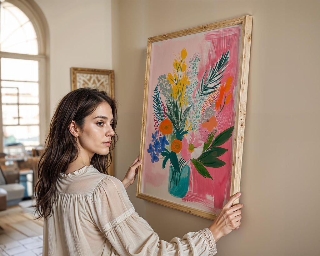 Modern Pop Art | Botanical Vase Painting | Colourful Floral Print, Modern wall art print, modern home decor, unframed artwork by Nomad & Nest