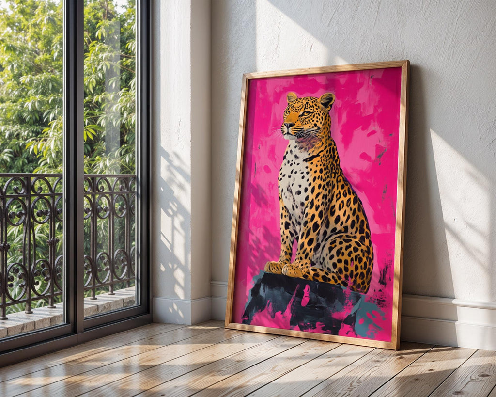 Pink Leopard Art Print | Modern Jungle Animal Poster wall art print, modern home decor, unframed artwork by Nomad & Nest