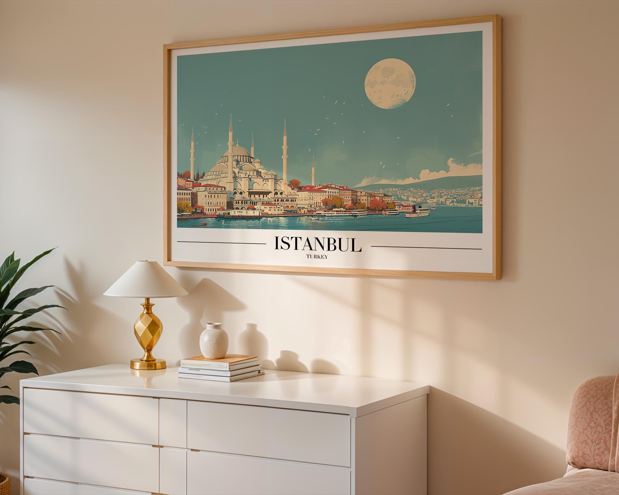 Istanbul Blue Mosque Art Print | Bosphorus Travel Poster wall art print, modern home decor, unframed artwork by Nomad & Nest