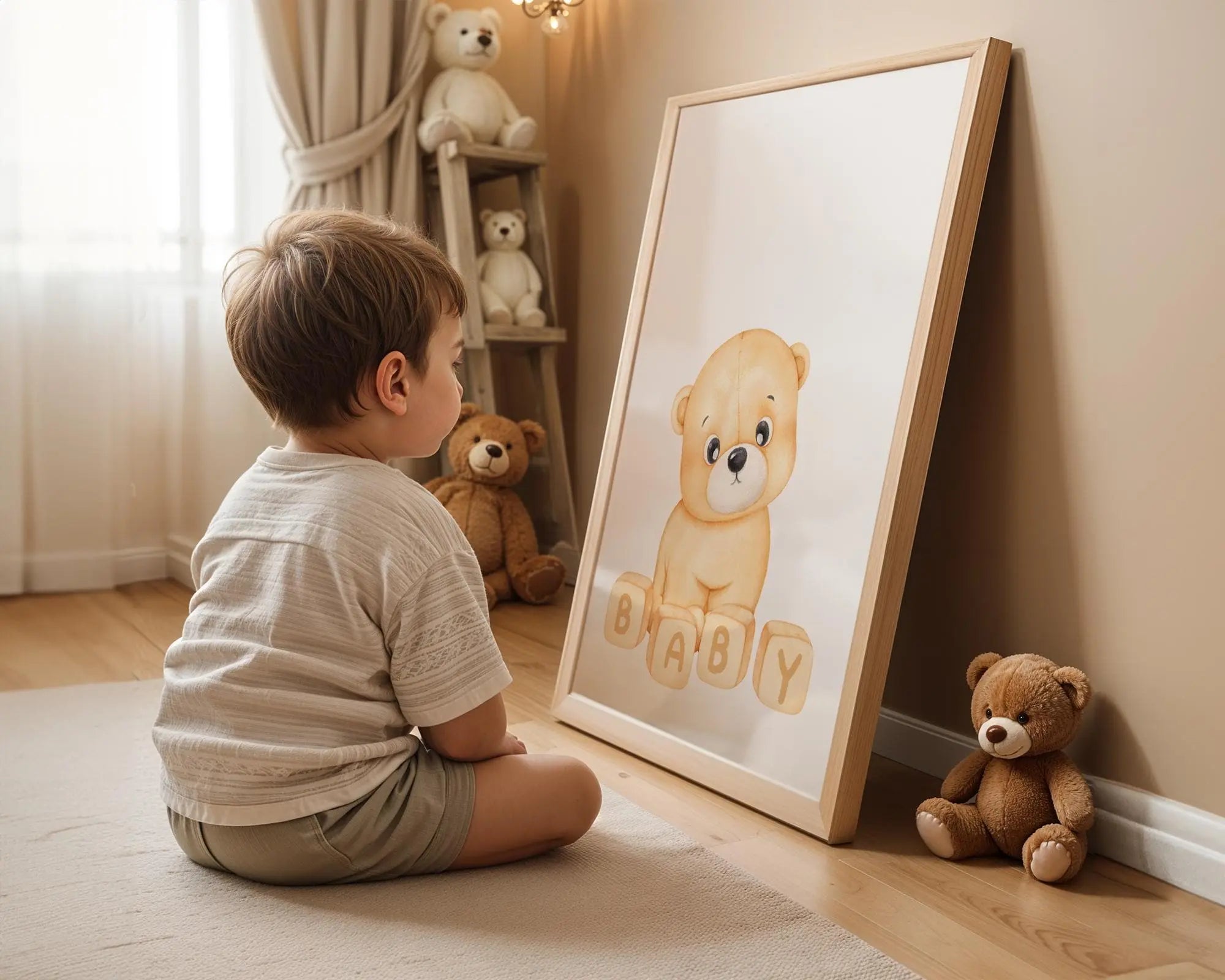 Playroom Ideas | Baby Bear Nursery Print | Alphabet Blocks Wall Art wall art print, modern home decor, unframed artwork by Nomad & Nest