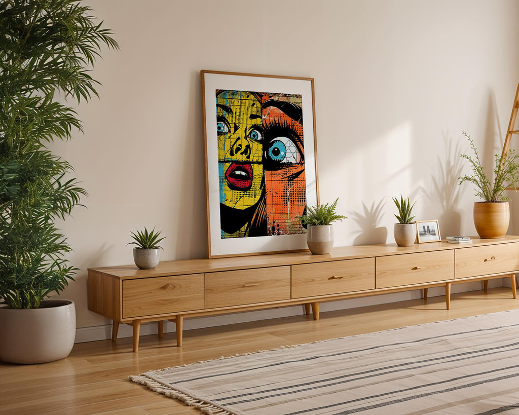 Modern Pop Art | Comic Face Print | Colorful Graffiti wall art print, modern home decor, unframed artwork by Nomad & Nest