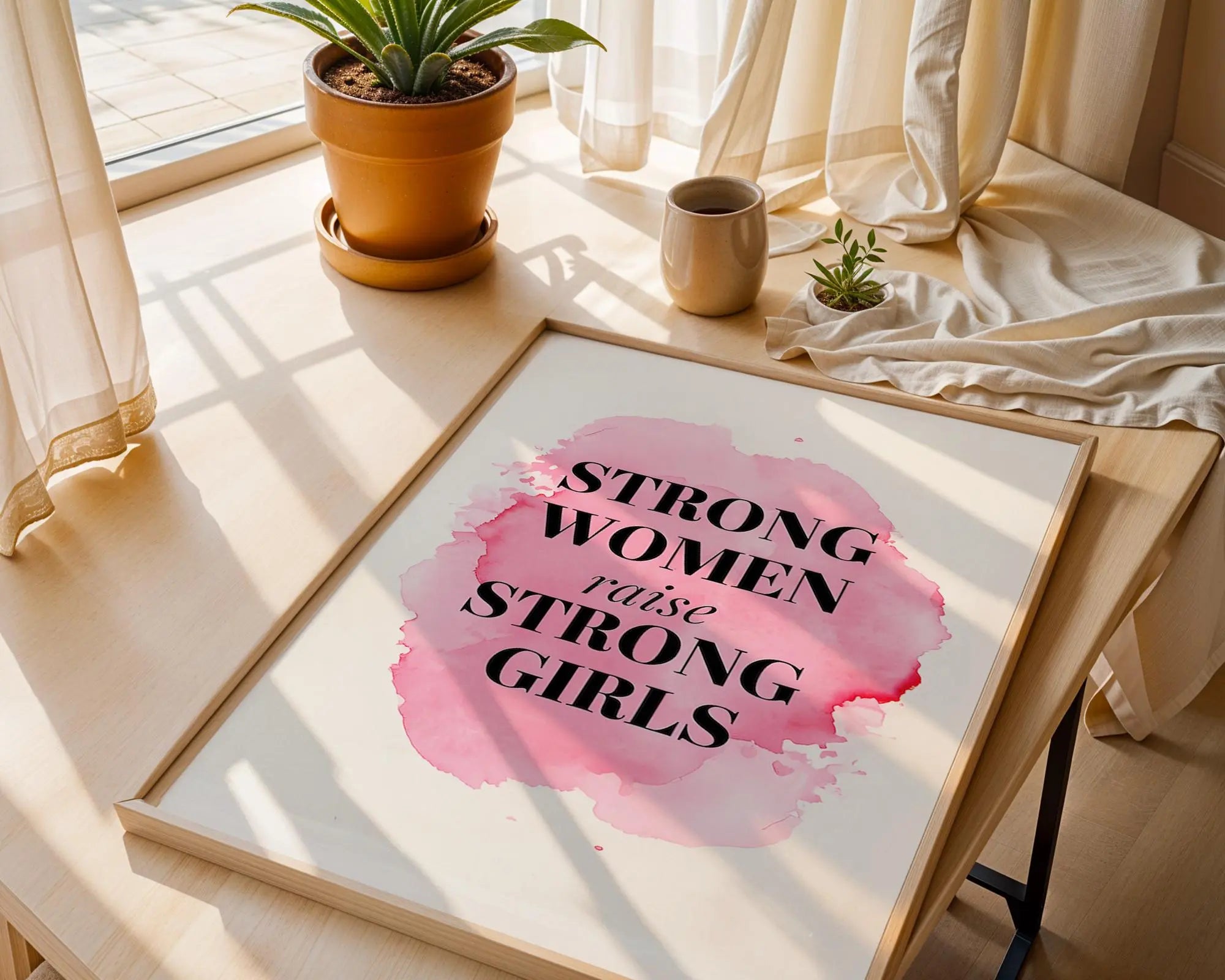 Positive Emotion | Strong Women Raise Strong Girls Print | Empowerment Art wall art print, modern home decor, unframed artwork by Nomad & Nest