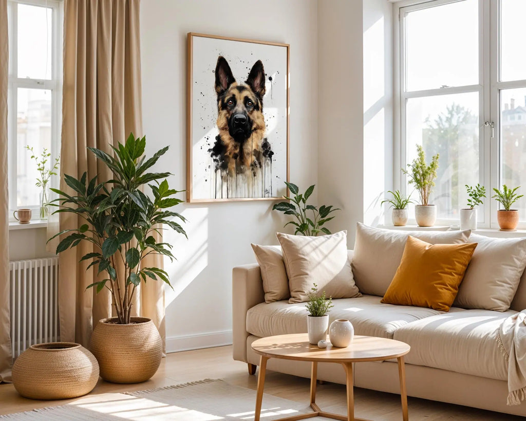 German Shepherd Watercolour Print | Loyal Dog Portrait Wall Art wall art print, modern home decor, unframed artwork by Nomad & Nest