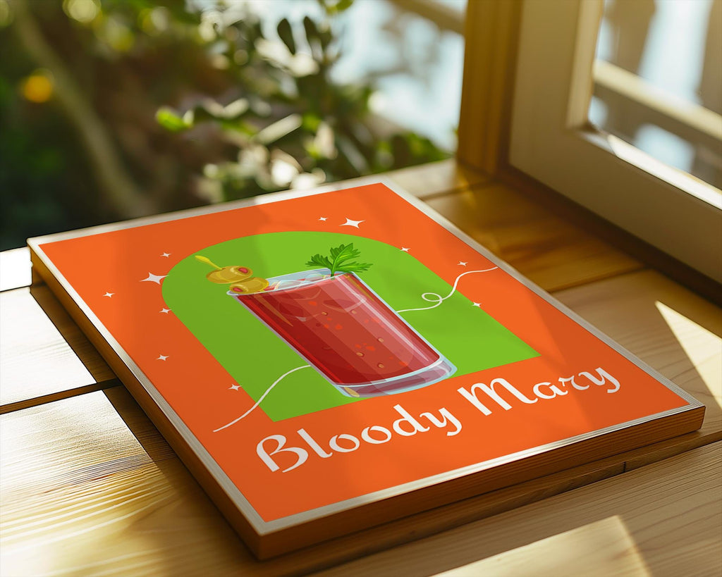 Bloody Mary Cocktail Print | Retro Modern Bar Illustration wall art print, modern home decor, unframed artwork by Nomad & Nest