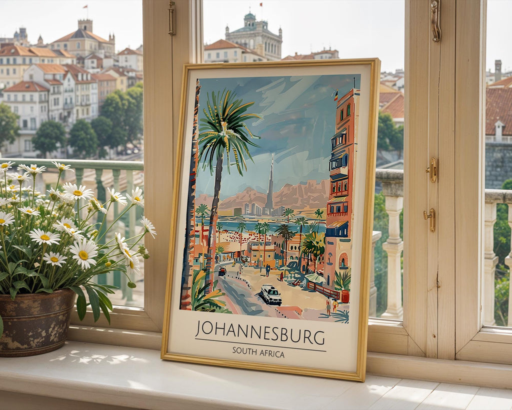 Johannesburg South Africa Art Print | Colorful Urban Travel Poster wall art print, modern home decor, unframed artwork by Nomad & Nest