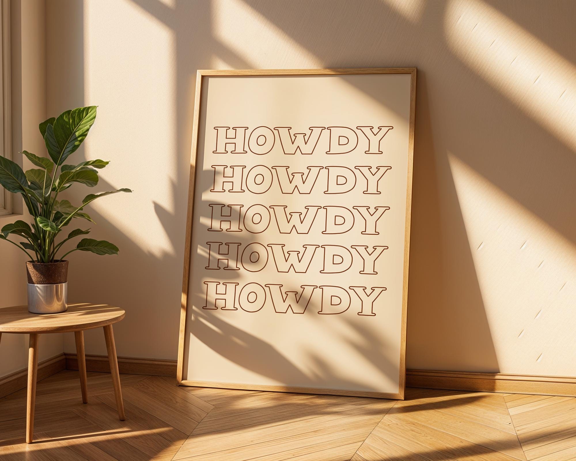 Howdy Print | Neutral Western Typography, Rustic Farmhouse Decor wall art print, modern home decor, unframed artwork by Nomad & Nest