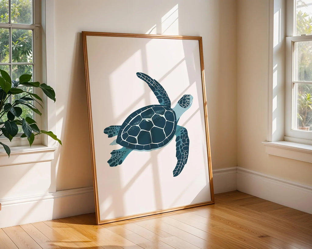 Ocean Turtle Art Print | Scandinavian Nursery Coastal Decor wall art print, modern home decor, unframed artwork by Nomad & Nest