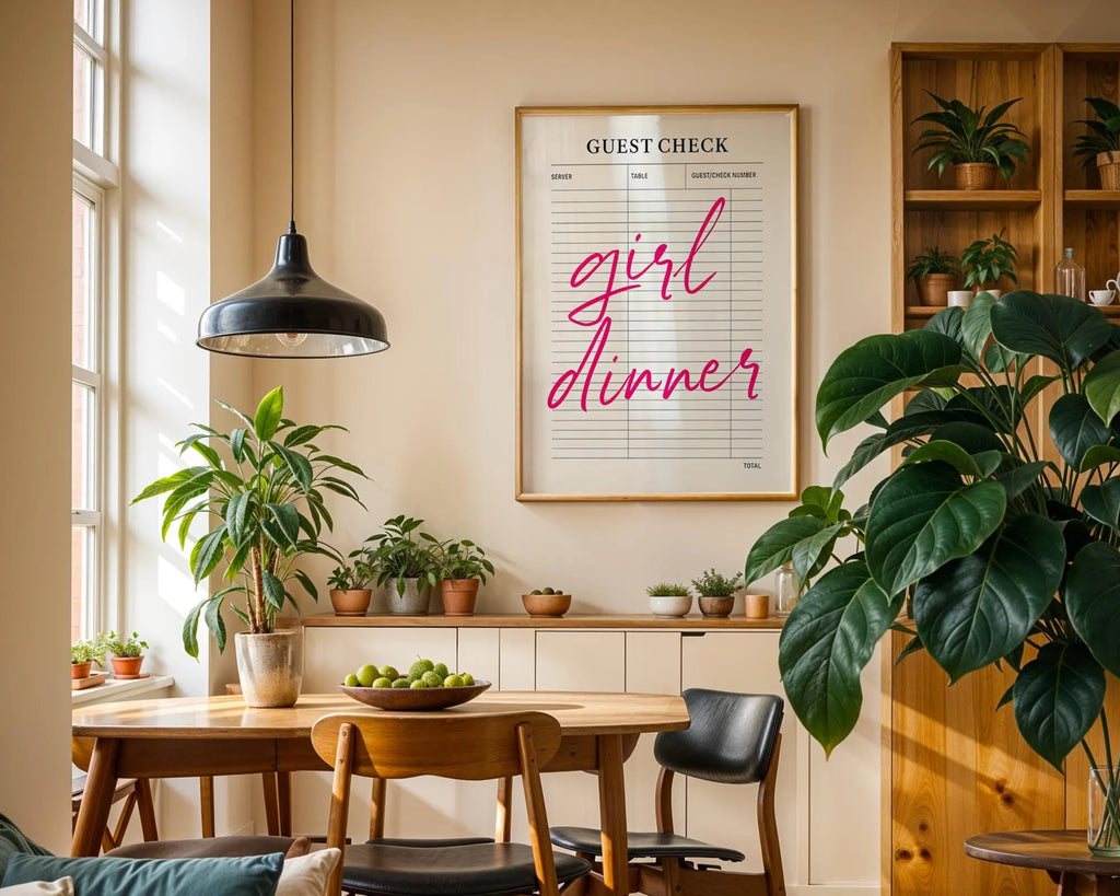 Girl Dinner Print | Funny Food Quote, Trendy Kitchen Art wall art print, modern home decor, unframed artwork by Nomad & Nest