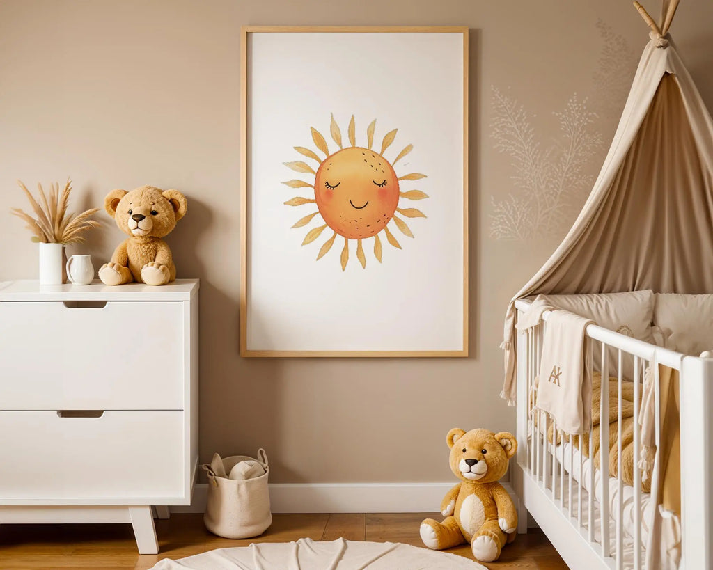 Playroom Ideas | Smiling Sun Nursery Wall Art | Happy Baby Room Decor wall art print, modern home decor, unframed artwork by Nomad & Nest